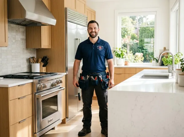 Appliance Repair Hero technician in a Bosque Farms, NM kitchen after an appliance repair